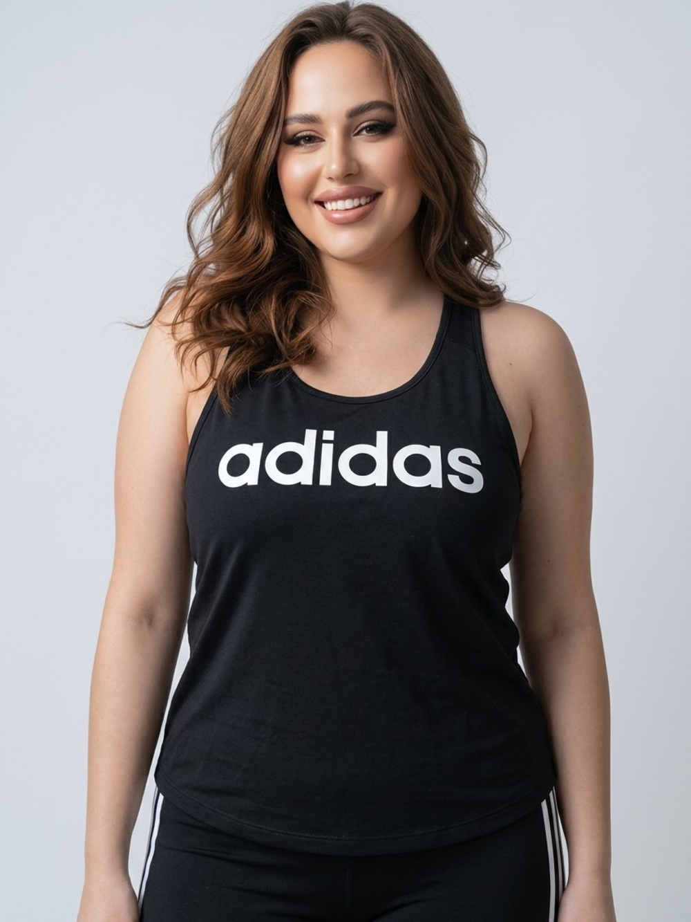adidas Black Tank Top with White Logo